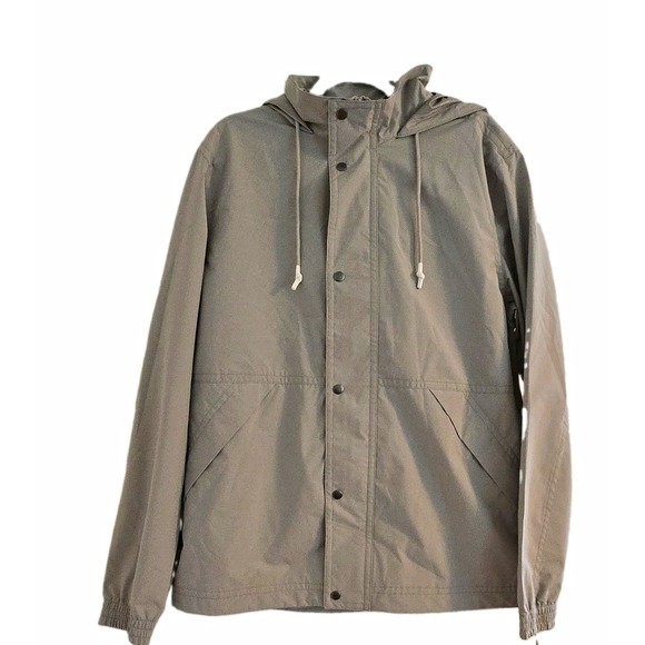 Goodfellow & Co Other - NWT Mens Goodfellow & Co Large Tall Grey Hooded Rain/Wind Zip/Button Up Jacket.